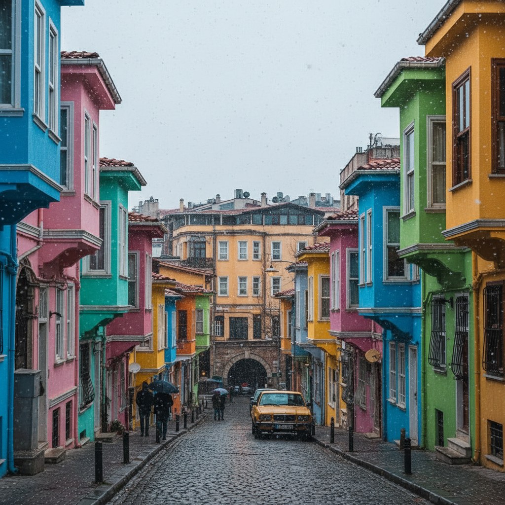 Balat'ın renkli sokaklarında portre